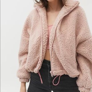 UO Willow Fuzzy Drawstring Teddy Jacket